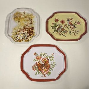 Vintage nature scene metal tray wall hangings